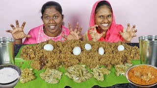 Kalakki Mutton Biryani With Mutton Curry And Egg Eating Challenge In Tamil Foodies Divya VS Anushya [upl. by Joon]