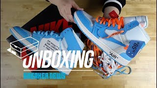 Off White Air Jordan 1 “UNC” Unboxing  Review [upl. by Enialb]