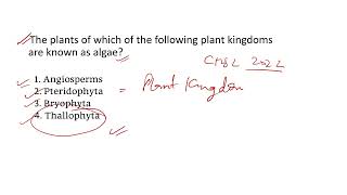 The plants of which of the following plant kingdoms are known as algae [upl. by Inalan599]