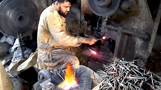 Turning Iron Rods Into Nails  How To Make Iron Nails [upl. by Joshi]