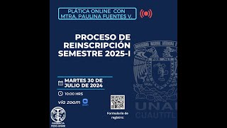 Plática de Reinscripción al semestre 2025I  Coordinación de la Licenciatura en Farmacia [upl. by Hedva]