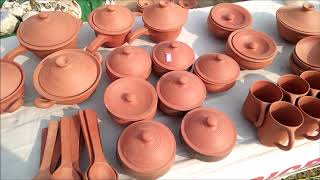 Swadesi mitti ke bartan stall  स्वदेशी मेला में मिट्टी का कुकर [upl. by Nnayt]