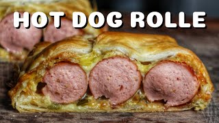 DÄNISCHE HOT DOG BLÄTTERTEIG ROLLE  denn alles schmeckt besser in BLÄTTERTEIG  BBQVideo  0815BBQ [upl. by Okimuy]