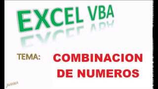 Excel  VBA  COMBINACIONES [upl. by Darken]