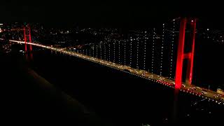 Bosphorus Bridge Boğaziçi Köprüsü Istanbul  Pod peste Bosfor  Drone night view [upl. by Winfred552]