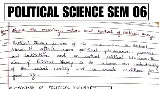 Political Theory  Meaning Nature and Revival  Core 13  Sem 06  Political Sciencevbu [upl. by Ades741]