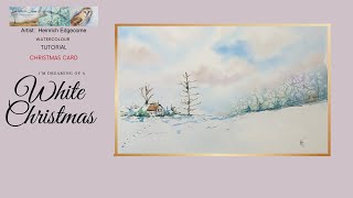 How to paint this Christmas card in Watercolor Cottage in the snow [upl. by Nylra]