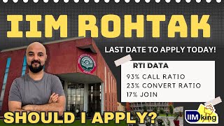 IIM Rohtak Last date today Should I apply RTI Data 93 Call Ratio  23 Convert Ratio  17 Join [upl. by Mulry404]