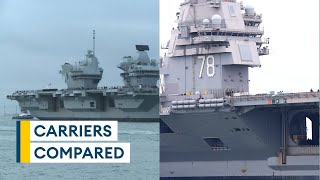 USS Gerald R Ford v HMS Queen Elizabeth Comparing the US amp UK carriers [upl. by Alrad]