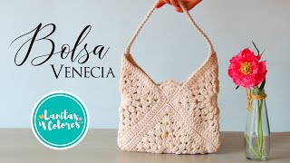 Bolso TEJIDO a CROCHET o ganchillo paso a paso puntos básicos  Lanitas y Colores [upl. by Rich]