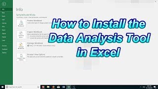 How to Install the Data Analysis Tool in Excel [upl. by Longo]