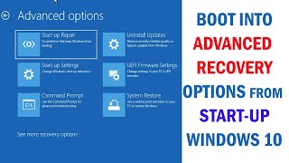 How to Enter Windows 10 Recovery Environment From Boot  Open Advanced Boot Options From Start up [upl. by Celinda]