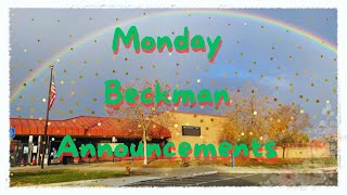 Beckmans Monday Morning Announcements [upl. by Oicirtap694]