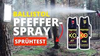 Ballistol PFEFFERKO Fog amp Jet Pfefferspray Sprühtest amp Vergleich [upl. by Akimet]