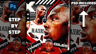 Sports Graphic Design Tutorial  Free PSD  Portland Trailblazers Social Media  Adobe Photoshop [upl. by Abott]