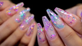 💎HARD GEL  GLASS GLITTER TIP NAILS amp CHUNKY MIX ENCAPSULATION  SARAH R💎 [upl. by Nnylireg]