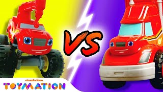 Big Rig Blaze vs Construction Crew Blaze 1  Blaze and the Monster Machines Toys  Toymation [upl. by Enicar371]