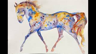 Azure gallop equestrian art watercolor painting [upl. by Yanahc834]