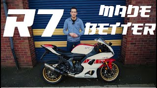 R7 made better Budget Yamaha middleweight twin vs Ktech suspension [upl. by Morocco200]