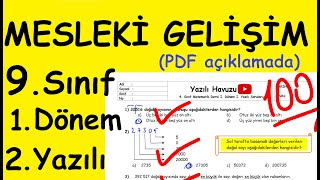 Mesleki Gelişim 9 Sınıf 1 Dönem 2 Yazılı Soruları PDF açıklamada Mesleki Gelişim Atölyesi [upl. by Yvi]