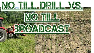 No till drill vs broadcast  side by side comparison in a drought [upl. by Ettecul]