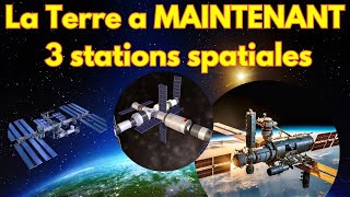 Station spatiale indienne  Station spatiale chinoise  Internationale  Trois stations spatiales [upl. by Ahtamat156]