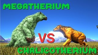 Megatherium VS Chalicotherium and Allosaurus  ARK Survival Evolved  Cantex [upl. by Imuya]