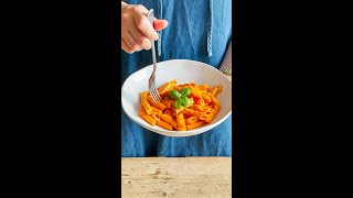 The Creamiest Vegan Roasted Red Pepper Pasta shorts [upl. by Vel]