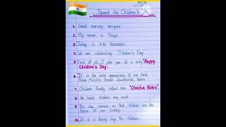 Childrens day speech in English  Speech on childrens day  10 lines on childrens day shorts [upl. by Aeli814]