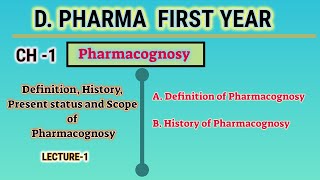 DefinitionHistory of PharmacognosyL1CH1PharmacognosyDPharmFirst Year [upl. by Gisser]