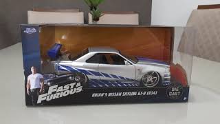 NISSAN SKYLINE GTR R34 VELOZES E FURIOSOS 124  JADA TOYS [upl. by Llerrej808]