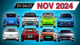 Top 10 Electric car brand in november 2024  EV Sales Report ⚡ [upl. by Osyth]