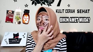 DIY Masker Alami untuk Mencerahkan wajah  Masker Kopi Madu Minyak Zaitun [upl. by Cullie]