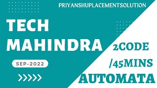 Tech Mahindra 2023 Automata Questions  Technical Section  Tech Mahindra Round 2 Coding Questions [upl. by Rovit]