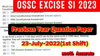 Ossc Excise Si Previous Year Question Paper  ossc excise si 2022 question paper  ossc excise si [upl. by Alset706]