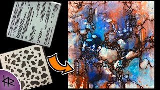 Reverse Stenciling WATERCOLOR demonstration Easy amp Fun Art Journal Abstract Background [upl. by Nawk884]