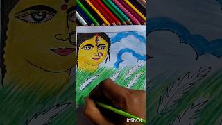 মা দুর্গার মূর্তি ও কাশফুলের ছবি আঁকা।maaDurgaampkashfuldrawing shortsvideo Rainbowcolourdrawing [upl. by Ynnatirb]