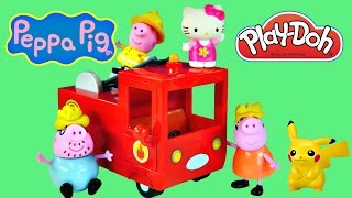 PEPPA PIG Red Fire Engine Episode Fire Truck Rescue Play Doh Toys Hello Kitty  Pokemon [upl. by Faria]