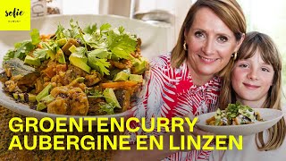 Gezonde groentecurry met aubergine en linzen in de Airfryer 🍆🥑🍲💚  Sofie Dumont [upl. by Malissia]