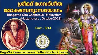 ഭഗവദ്ഗീത അധ്യായം18 314പൂജ്യശ്രീ രമണചരണതീർത്ഥ സ്വാമി PujyaSri RamanacharanaTirtha NochurSwami [upl. by Ringo]