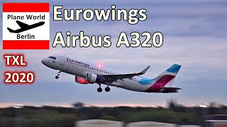 Eurowings Airbus A320 DAEWR takeoff from Berlin Tegel Airport in October 2020 [upl. by Clark]