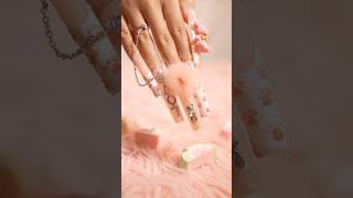 H251 Rose bear handmade square nails Lovful NailArt PressOnNails [upl. by Belayneh]