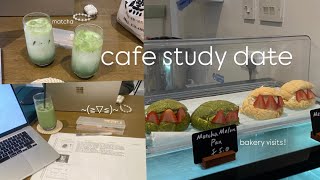 🍵 cafe study date  getting ready studying matcha seeing friends [upl. by Dunc152]