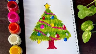 Christmas Tree Drawing🌲Merry Christmas Drawing  Tree painting [upl. by Lincoln]