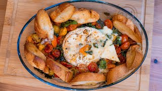 Baked Camembert with cherry tomatoes and baguette delicious food challenge foodblogger [upl. by Adnamma845]