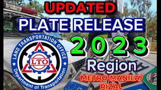 LTO 2023 UPDATED PLATE RELEASE FOR METRO MANILA  RIZAL  UPDATED PLATE RELEASE 2023 [upl. by Amzaj]