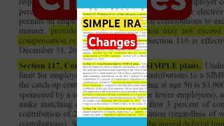 UPDATE SIMPLE IRA changes 2023  Secure Act 20 [upl. by Firehs]