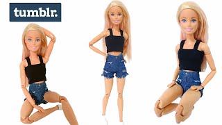 Roupa Tumblr Para Barbie  DIY  Como Fazer Roupa Para Barbie  Short e Cropped Para Bonecas [upl. by Nylek]