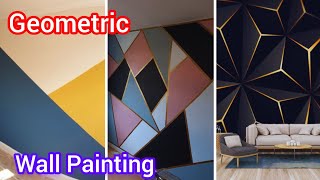 Wall Painting Design  Geometric Wall Painting home decor Interior Design ideas [upl. by Anilemrac795]