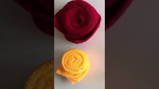 Towel folding  How to make rose flower  Towel design [upl. by Heyes]